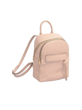 small pink faux leather backpack